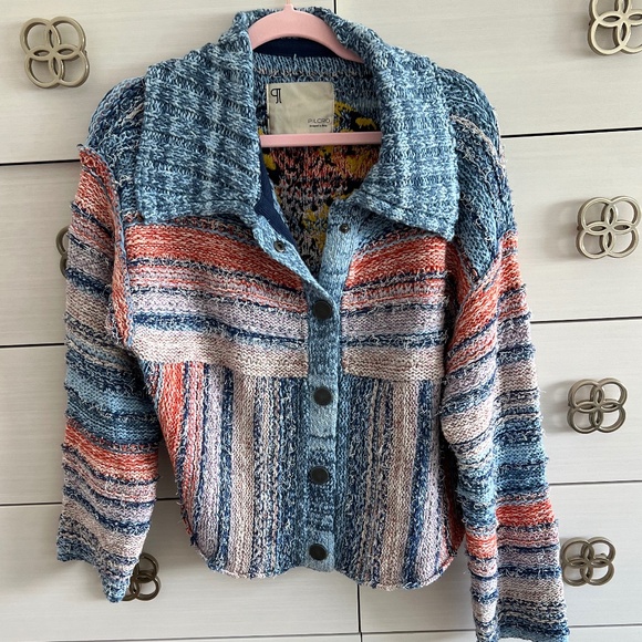 Anthropologie Pilcro Embroidered Earth Cardigan Sweater SIZE M - Picture 4 of 6